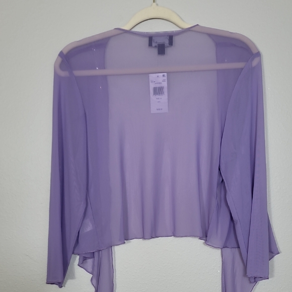 NWT Connected Apparel Sheer Tie Cardigan Bolero Size S/M Purple Mesh Y2K Fairy - Picture 11 of 13